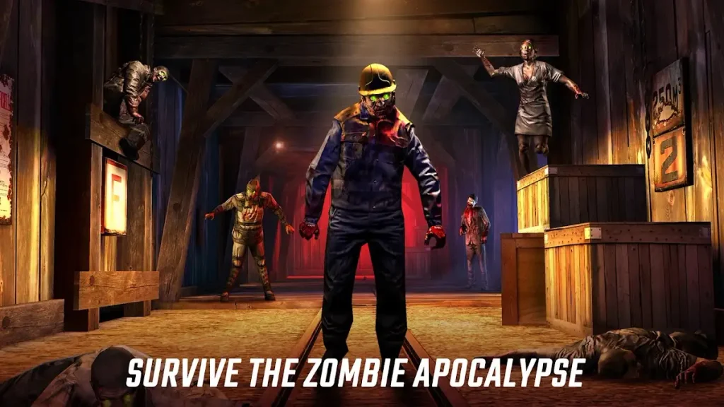 Zombies en un almacén de madera en una imagen promocional de Dead Trigger 2